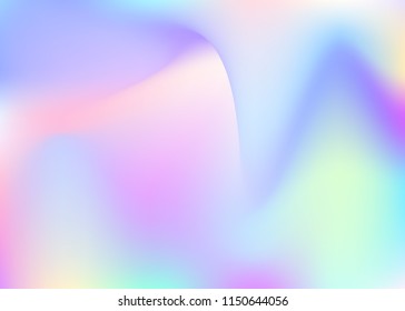 Hologram abstract background. Bright gradient mesh backdrop with hologram. 90s, 80s retro style. Iridescent graphic template for brochure, flyer, poster design, wallpaper, mobile screen.