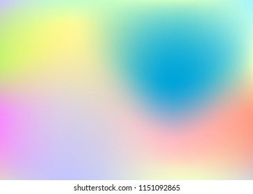 Hologram abstract background. Bright gradient mesh backdrop with hologram. 90s, 80s retro style. Iridescent graphic template for brochure, banner, wallpaper, mobile screen.