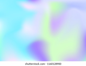 Hologram abstract background. Bright gradient mesh backdrop with hologram. 90s, 80s retro style. Iridescent graphic template for brochure, flyer, poster design, wallpaper, mobile screen.
