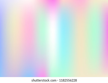 Hologram abstract background. Bright gradient mesh backdrop with hologram. 90s, 80s retro style. Pearlescent graphic template for placard, presentation, banner, brochure.