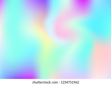 Hologram abstract background. Bright gradient mesh backdrop with hologram. 90s, 80s retro style. Pearlescent graphic template for book, annual, mobile interface, web app.
