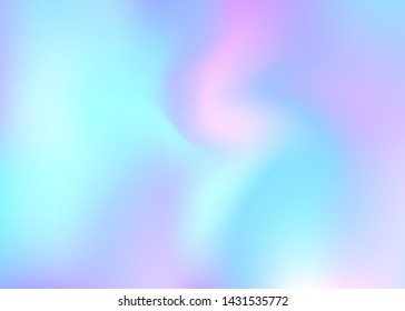 Hologram abstract background. Bright gradient mesh backdrop with hologram. 90s, 80s retro style. Iridescent graphic template for brochure, banner, wallpaper, mobile screen.