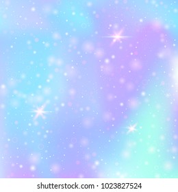 Hologram abstract background. Colorful gradient backdrop with hologram. 90s, 80s retro style. Iridescent graphic template for banner, flyer, cover design, mobile interface, web app.