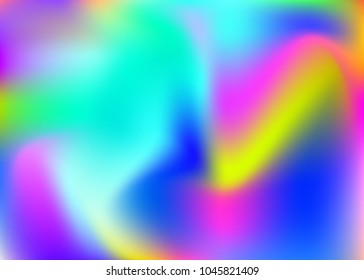 Hologram abstract background. Colorful gradient mesh backdrop with hologram. 90s, 80s retro style. Iridescent graphic template for book, annual, mobile interface, web app.