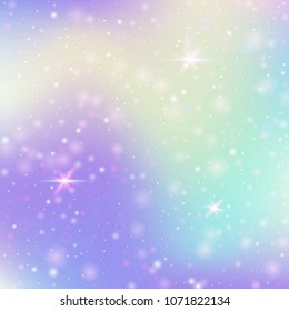 Hologram abstract background. Colorful gradient backdrop with hologram. 90s, 80s retro style. Pearlescent graphic template for brochure, flyer, poster design, wallpaper, mobile screen.