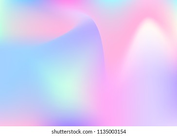 Hologram abstract background. Colorful gradient mesh backdrop with hologram. 90s, 80s retro style. Pearlescent graphic template for brochure, flyer, poster design, wallpaper, mobile screen.
