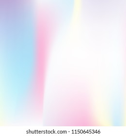 Hologram abstract background. Colorful gradient mesh backdrop with hologram. 90s, 80s retro style. Pearlescent graphic template for banner, flyer, cover design, mobile interface, web app.