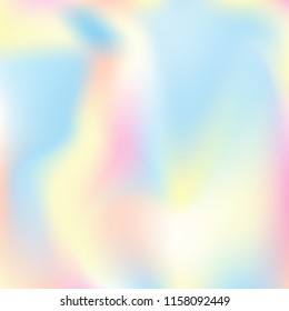 Hologram abstract background. Colorful gradient mesh backdrop with hologram. 90s, 80s retro style. Pearlescent graphic template for brochure, flyer, poster design, wallpaper, mobile screen.