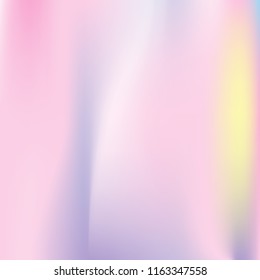 Hologram abstract background. Colorful gradient mesh backdrop with hologram. 90s, 80s retro style. Pearlescent graphic template for brochure, flyer, poster design, wallpaper, mobile screen.