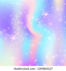Hologram abstract background. Colorful gradient backdrop with hologram. 90s, 80s retro style. Iridescent graphic template for brochure, flyer, poster design, wallpaper, mobile screen.
