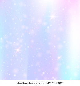 Hologram abstract background. Colorful gradient backdrop with hologram. 90s, 80s retro style. Pearlescent graphic template for brochure, flyer, poster design, wallpaper, mobile screen.