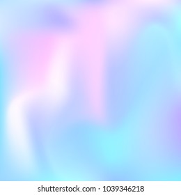 Hologram abstract background. Futuristic gradient mesh backdrop with hologram. 90s, 80s retro style. Pearlescent graphic template for brochure, flyer, poster design, wallpaper, mobile screen.