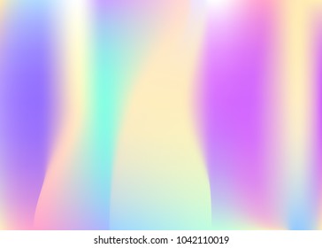 Hologram abstract background. Futuristic gradient mesh backdrop with hologram. 90s, 80s retro style. Iridescent graphic template for book, annual, mobile interface, web app.