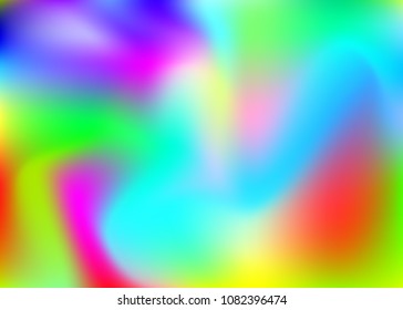 Hologram abstract background. Futuristic gradient mesh backdrop with hologram. 90s, 80s retro style. Pearlescent graphic template for placard, presentation, banner, brochure.