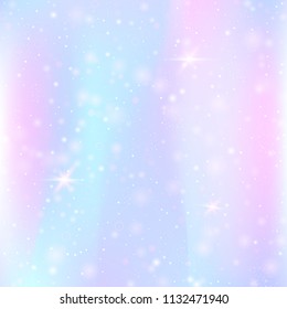 Hologram abstract background. Futuristic gradient backdrop with hologram. 90s, 80s retro style. Pearlescent graphic template for banner, flyer, cover design, mobile interface, web app.