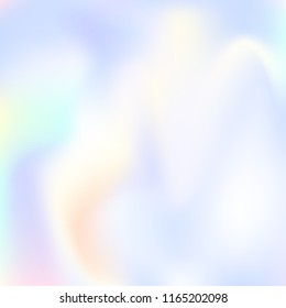 Hologram abstract background. Futuristic gradient mesh backdrop with hologram. 90s, 80s retro style. Iridescent graphic template for banner, flyer, cover design, mobile interface, web app.