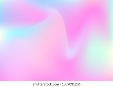 Hologram abstract background. Futuristic gradient mesh backdrop with hologram. 90s, 80s retro style. Pearlescent graphic template for placard, presentation, banner, brochure.