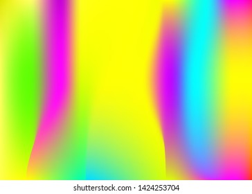 Hologram abstract background. Futuristic gradient mesh backdrop with hologram. 90s, 80s retro style. Pearlescent graphic template for placard, presentation, banner, brochure.
