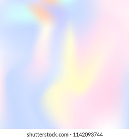 Hologram abstract background. Liquid gradient mesh backdrop with hologram. 90s, 80s retro style. Pearlescent graphic template for brochure, flyer, poster design, wallpaper, mobile screen.
