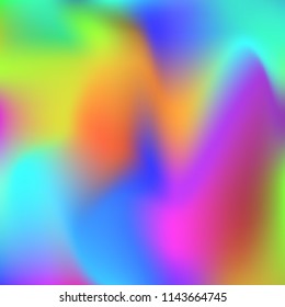 Hologram abstract background. Liquid gradient mesh backdrop with hologram. 90s, 80s retro style. Iridescent graphic template for brochure, flyer, poster design, wallpaper, mobile screen.