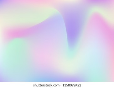 Hologram abstract background. Liquid gradient mesh backdrop with hologram. 90s, 80s retro style. Pearlescent graphic template for brochure, banner, wallpaper, mobile screen.
