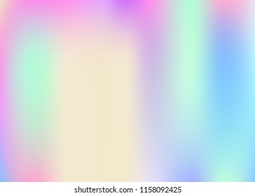 Hologram abstract background. Liquid gradient mesh backdrop with hologram. 90s, 80s retro style. Pearlescent graphic template for brochure, flyer, poster design, wallpaper, mobile screen.