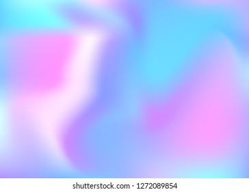 Hologram abstract background. Liquid gradient mesh backdrop with hologram. 90s, 80s retro style. Iridescent graphic template for brochure, flyer, poster design, wallpaper, mobile screen.