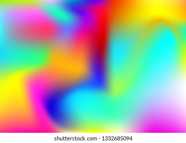 Hologram abstract background. Liquid gradient mesh backdrop with hologram. 90s, 80s retro style. Pearlescent graphic template for book, annual, mobile interface, web app.