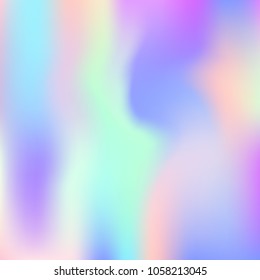 Hologram abstract background. Minimal gradient mesh backdrop with hologram. 90s, 80s retro style. Pearlescent graphic template for banner, flyer, cover design, mobile interface, web app.