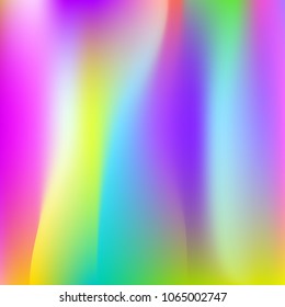 Hologram abstract background. Minimal gradient mesh backdrop with hologram. 90s, 80s retro style. Pearlescent graphic template for banner, flyer, cover design, mobile interface, web app.