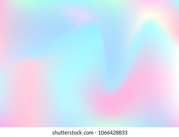 Hologram abstract background. Minimal gradient mesh backdrop with hologram. 90s, 80s retro style. Iridescent graphic template for book, annual, mobile interface, web app.