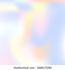 Hologram abstract background. Minimal gradient mesh backdrop with hologram. 90s, 80s retro style. Iridescent graphic template for banner, flyer, cover design, mobile interface, web app.