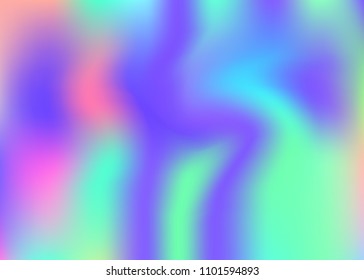 Hologram abstract background. Minimal gradient mesh backdrop with hologram. 90s, 80s retro style. Pearlescent graphic template for banner, flyer, cover design, mobile interface, web app.