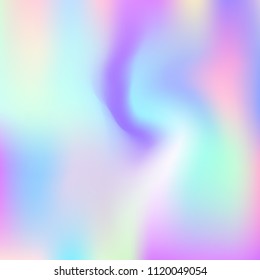 Hologram abstract background. Minimal gradient mesh backdrop with hologram. 90s, 80s retro style. Pearlescent graphic template for brochure, flyer, poster design, wallpaper, mobile screen.