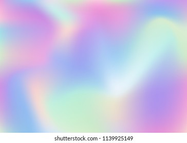 Hologram abstract background. Minimal gradient mesh backdrop with hologram. 90s, 80s retro style. Iridescent graphic template for brochure, banner, wallpaper, mobile screen.
