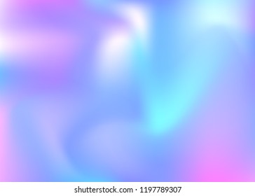 Hologram abstract background. Minimal gradient mesh backdrop with hologram. 90s, 80s retro style. Pearlescent graphic template for placard, presentation, banner, brochure.