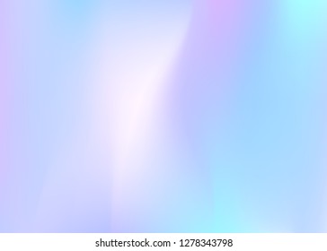 Hologram abstract background. Minimal gradient mesh backdrop with hologram. 90s, 80s retro style. Iridescent graphic template for book, annual, mobile interface, web app.