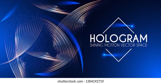 Hologram. Abstract Background with Motion Lights. Shining Space. Vector illustration