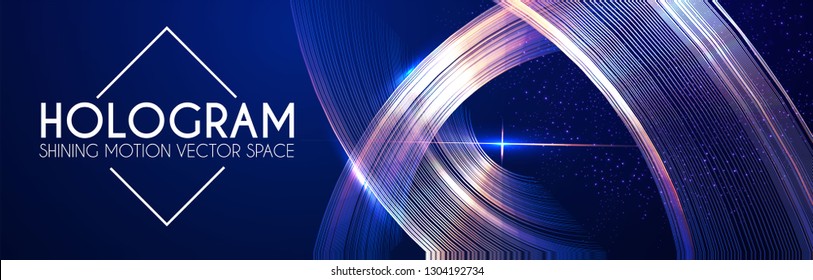 Hologram. Abstract Background with Motion Lights. Shining Space. Vector illustration