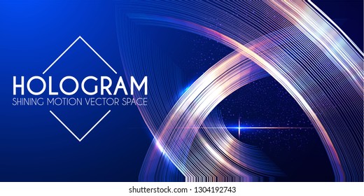 Hologram. Abstract Background with Motion Lights. Shining Space. Vector illustration