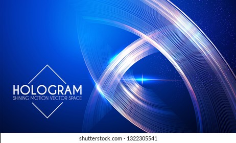 Hologram. Abstract Background with Motion Lights. Shining Space. Vector illustration