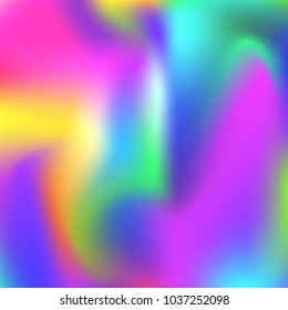 Hologram abstract background. Multicolor gradient mesh backdrop with hologram. 90s, 80s retro style. Pearlescent graphic template for banner, flyer, cover design, mobile interface, web app.