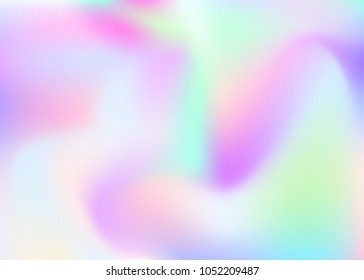 Hologram abstract background. Multicolor gradient mesh backdrop with hologram. 90s, 80s retro style. Iridescent graphic template for placard, presentation, banner, brochure.