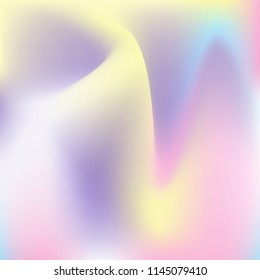 Hologram abstract background. Multicolor gradient mesh backdrop with hologram. 90s, 80s retro style. Pearlescent graphic template for brochure, flyer, poster design, wallpaper, mobile screen.