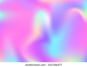 Hologram abstract background. Multicolor gradient mesh backdrop with hologram. 90s, 80s retro style. Iridescent graphic template for book, annual, mobile interface, web app.
