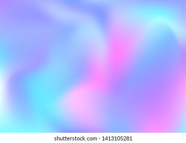 Hologram abstract background. Multicolor gradient mesh backdrop with hologram. 90s, 80s retro style. Pearlescent graphic template for brochure, banner, wallpaper, mobile screen.
