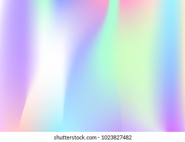 Hologram abstract background. Neon gradient mesh backdrop with hologram. 90s, 80s retro style. Pearlescent graphic template for placard, presentation, banner, brochure.