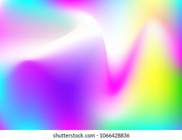 Hologram abstract background. Neon gradient mesh backdrop with hologram. 90s, 80s retro style. Iridescent graphic template for book, annual, mobile interface, web app.