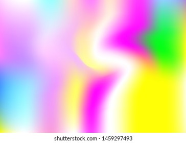 Hologram abstract background. Neon gradient mesh backdrop with hologram. 90s, 80s retro style. Iridescent graphic template for brochure, flyer, poster design, wallpaper, mobile screen.