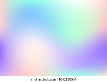 Hologram abstract background. Plastic gradient mesh backdrop with hologram. 90s, 80s retro style. Pearlescent graphic template for brochure, banner, wallpaper, mobile screen.